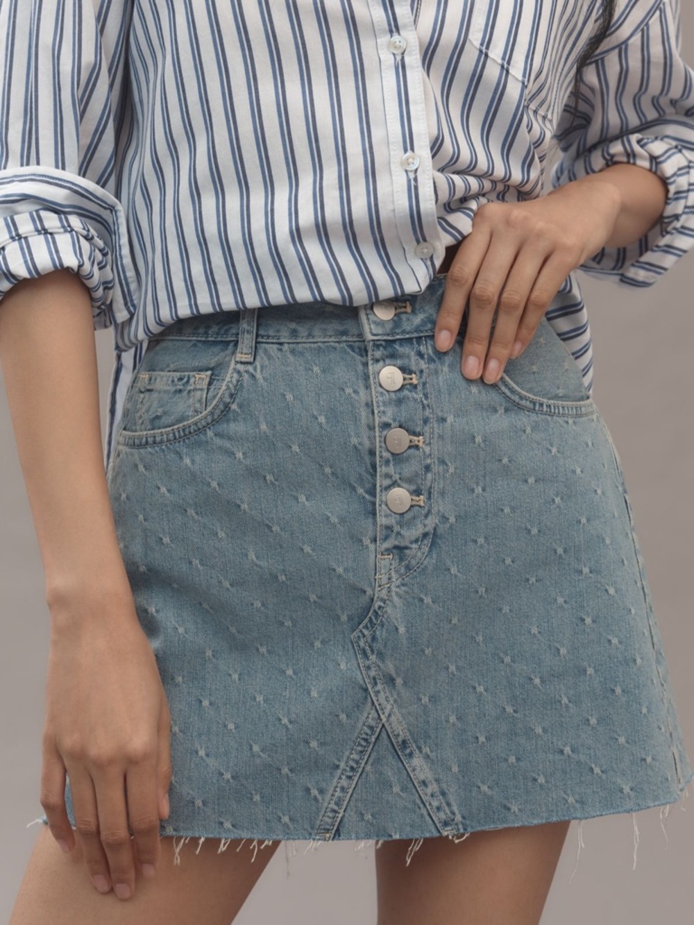 NWT Pilcro Jacquard Denim Mini Skirt - Picture 2 of 6